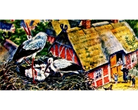 Bild: Storchennest auf Bauernhaus Bildlegende: Voss-Kunstbild © noten-apitz.de Bildquelle: Musikverlag Apitz