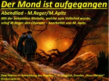 Der Mond ist aufgegangen Abendlied M. Reger – Max Reger/M. Apitz; Zwei Männer in Betrachtung des Mondes; C. D. Friedrich, Dresden „Neue Meister“ Sparte: Deutschland Volkslied