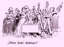 Bild: W. Busch Pater Filucius (Schluss) „Vivat Hoch! Halleluja!“ Bildquelle: Wilhelm Busch -Album, Humoristischer Hausschatz, 22. Auflage München Verlag v. Fr. Bassermann, 1911