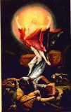 Isenheimer Altar; M. Gründewald (Mathias Grünewald) 2. Wandelbild Colmar (Frankreich, Elsass) © noten-apitz.de; Bildquelle: „Der Isenheimer Altar des Matthias Grünewald – 10 Farbtafeln nach dem Original in Kolmar“, Angelsachsen-Verlag Bremen, Herausgeber: F. Bruckmann. München
