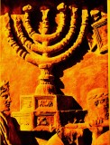 Bild: Siebenarmiger Leuchter (Tempel Jerusalem, jetzt: Rom Triumphbogen); Bildquelle: Die Wege des Heils, Bildatlas (Geschichte der Weltmission), Verlag: Otto Müller Salzburg, 1060