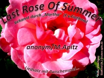 Last Rose of Summer (Liedsatz) anonym / M. Apitz (Manfred Apitz); Vinschgau Südtirol (It.) Sparte: Irland Volkslied