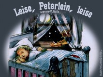Leise, Peterlein, leise – anonym / M. Apitz (Paula Demel, Rolf Zimmermann) Bild: Veronika Fritsche (Schwarz) © noten-apitz.de Bildquelle: Alte Reime… Bilder Veronika Fritsche (Schwarz), Buch- u. Kunstverlag Darmstadt/Wuppertal 1954
