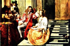 Musizierende Gesellschaft. – Pieter de Hooch (1629-1683); Bildquelle: „Malerei und Plastik Meisterwerke aus acht Jahrhunderten“, Henschelverlag Kunst und Gesellschaft Berlin 1960