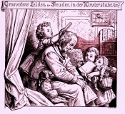 Bild: Bildergeschichte Großvater + Enkel + Urenkel Bildlegende: L. Richter „Großvaters Leiden und Freuden in der Kinderstube“ © noten-apitz.de Bildquelle: Ludwig Richter Hausbuch , Mit 33 (wohl Fehler, hier 3) Buntbildern und 471 Holzschnitten nach Originalzeichnungen von Ludwig Richter Leipzig Verlag von Georg Wigand um 1920
