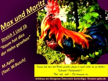 Max und Moritz Streich 1 Lied 1b „Kaum hat dies der Hahn gesehen“ M. Apitz, Text: W. Busch (Manfred Apitz, Text: Wilhelm Busch); Schönau am Königssee Österreich Gartenfigur Sparte: 20.+21. Jh. Konzert