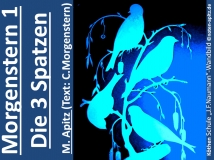 Morgenstern 1 Die 3 Spatzen, M. Apitz, Text: C. Morgenstern (Manfred Apitz, Text: Christian Morgenstern); Köthen Schule „J. F. Naumann“ (Grundschule „Johann Friedrich Naumann“) – Wandbild Sparte: 20.+21. Jh. Konzert