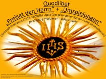 Quodlibet „Preiset den Herrn“ + „Umspielungen“ – Christoph Praetorius (1574-1609) / M. Apitz; Bild: Tannheim Tirol, Mariahilf-Kapelle Symbol IHS © noten-apitz.de; Bildquelle: Musikverlag Apitz