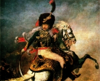 Bild: Jean-Louis André Théodore Géricault Reiteroffizier in Uniform mit Säbel Schlacht (Hintergrund) Bildlegende: T. Géricault Reiteroffizier Louvre © noten-apitz.de