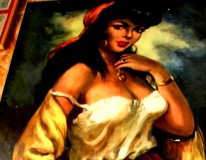 Bild: Spanische Tänzerin Flirt (Blick, Körpersprache) Bildlegende: Spanische Tänzerin, Schausteller Jahrmarkt Köthen Bildquelle: Musikverlag Apitz