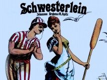 Schwesterlein – J. Brahms / M. Apitz Bild: Bilderbogen Liebespaar am Strand v. Werner Hirte (Herausgeber) © noten-apitz.de Bildquelle: Die Schwiegermutter und das Krokodil 111 bunte Bilderbogen Eulenspiegel-Verlag Berlin 1968