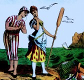 Bild: Bilderbogen Liebespaar am Strand v. Werner Hirte (Herausgeber) © noten-apitz.de Bildquelle: Die Schwiegermutter und das Krokodil 111 bunte Bilderbogen Eulenspiegel-Verlag Berlin 1968