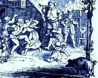 Holland Amsterdam Platz: Rembrandtplein / Buttermarkt Rembrandt van Rijn „Die Nachtwache“ / De Nachtwacht Denkmal Einzelfigur Allegorie ©noten-apitz.de; Bildquelle: Ludwig Richter Hausbuch , Mit 33 (wohl Fehler, hier 3) Buntbildern und 471 Holzschnitten nach Originalzeichnungen von Ludwig Richter Leipzig Verlag von Georg Wigand um 1920