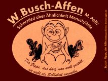 W. Busch – Affen, Manfred Apitz; Spruch: Der Fipps, das darf man wohl gesteht, ist nicht als Schönheit anzusehn.; W. Busch: Fipps, der Affe (Bildergeschichte) Sparte: Konzert 20./21. Jh.